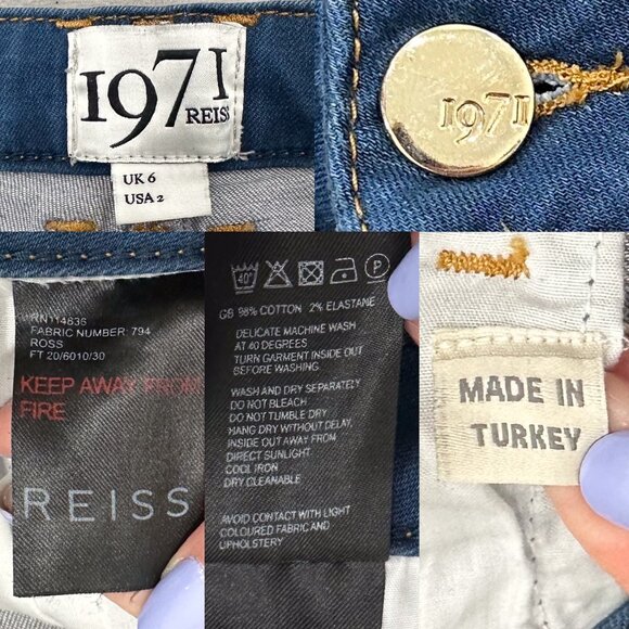 Reiss 1971 Ross Low-Rise Lightweight Stretch Skinny Jeans in Medium Blue Size 2 - Picture 2 of 14